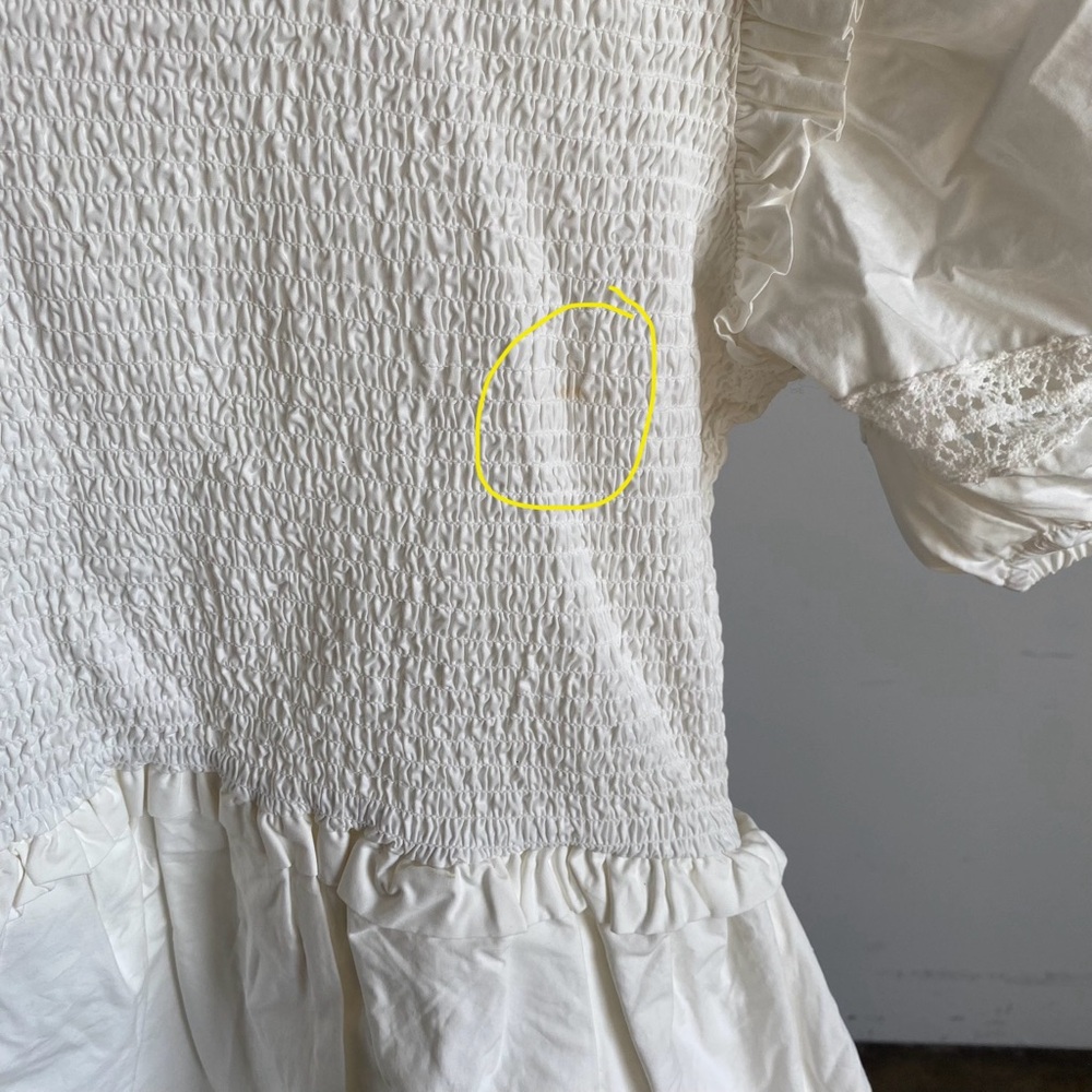 $249 NWT White For Love And Lemons “Sandy” Puff Sleeve Mini Dress Sz X-Large - Picture 13 of 13